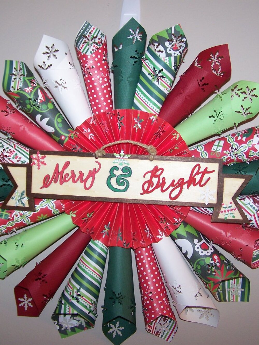 18" Merry & Bright Holiday Handmade Paper Wreath